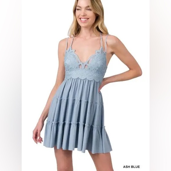 Crochet Lace Ruffle Cami Dress - Picture 3 of 3